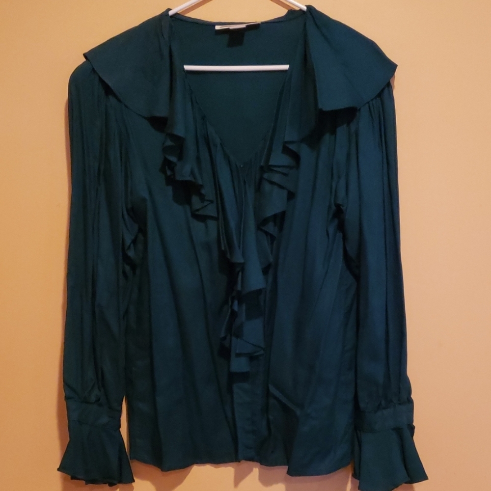 The Limited Emerald Ruffled Blouse